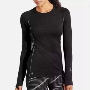 Athleta Size XS Heat Zone Long Sleeve Reflective Shirt Black Athletic Workout